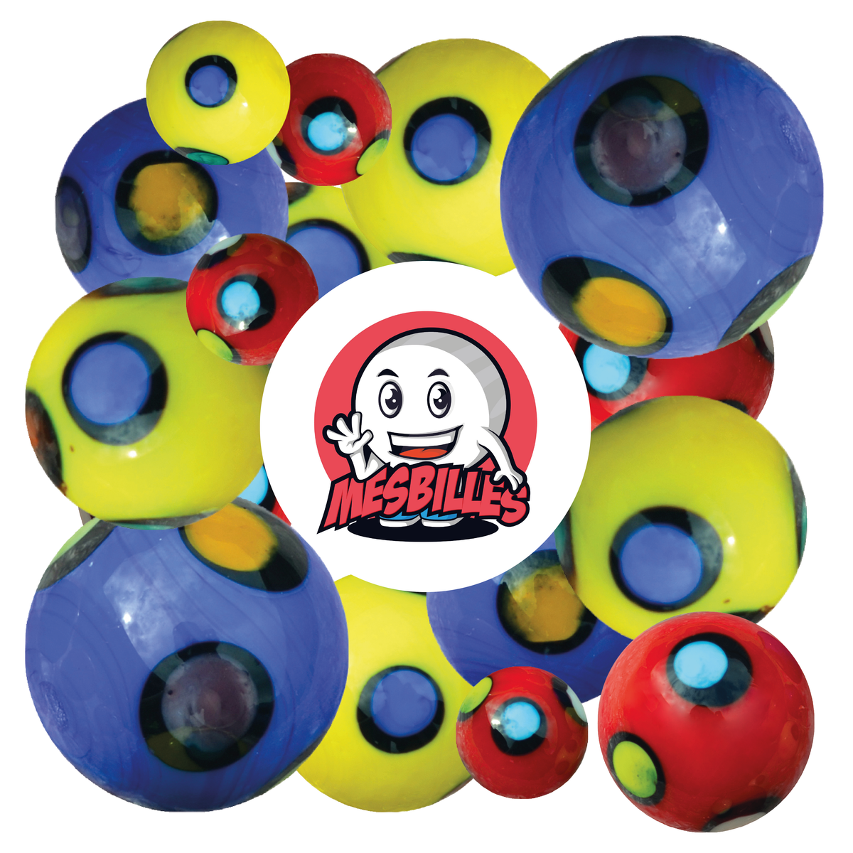 1 Murmeln Kunst Punkt Rot 16 mm