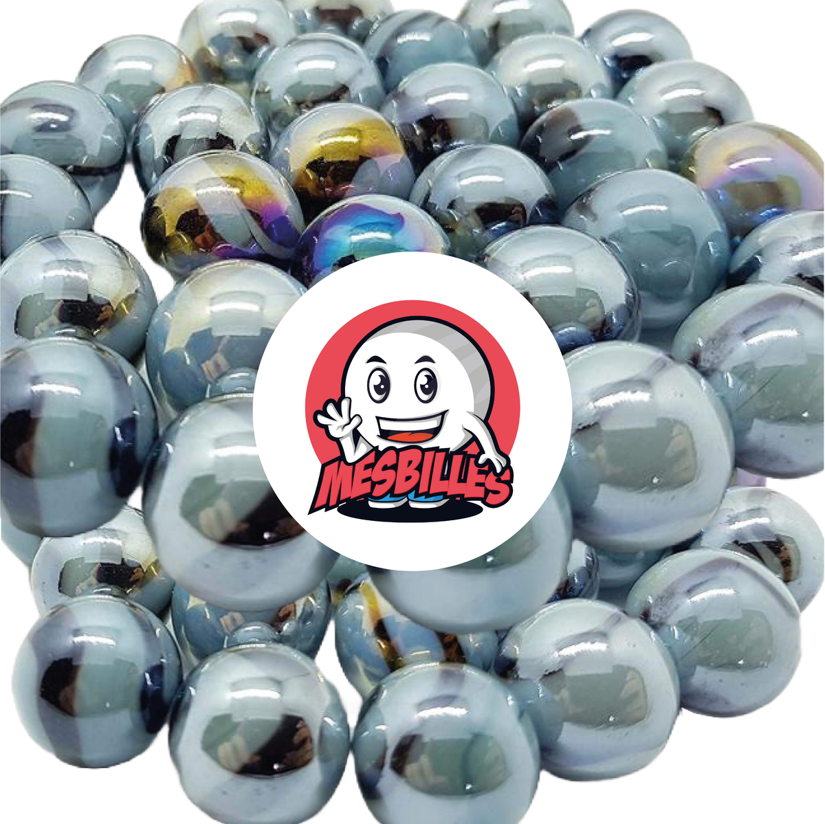1 Murmel Grau-Blau 22 mm