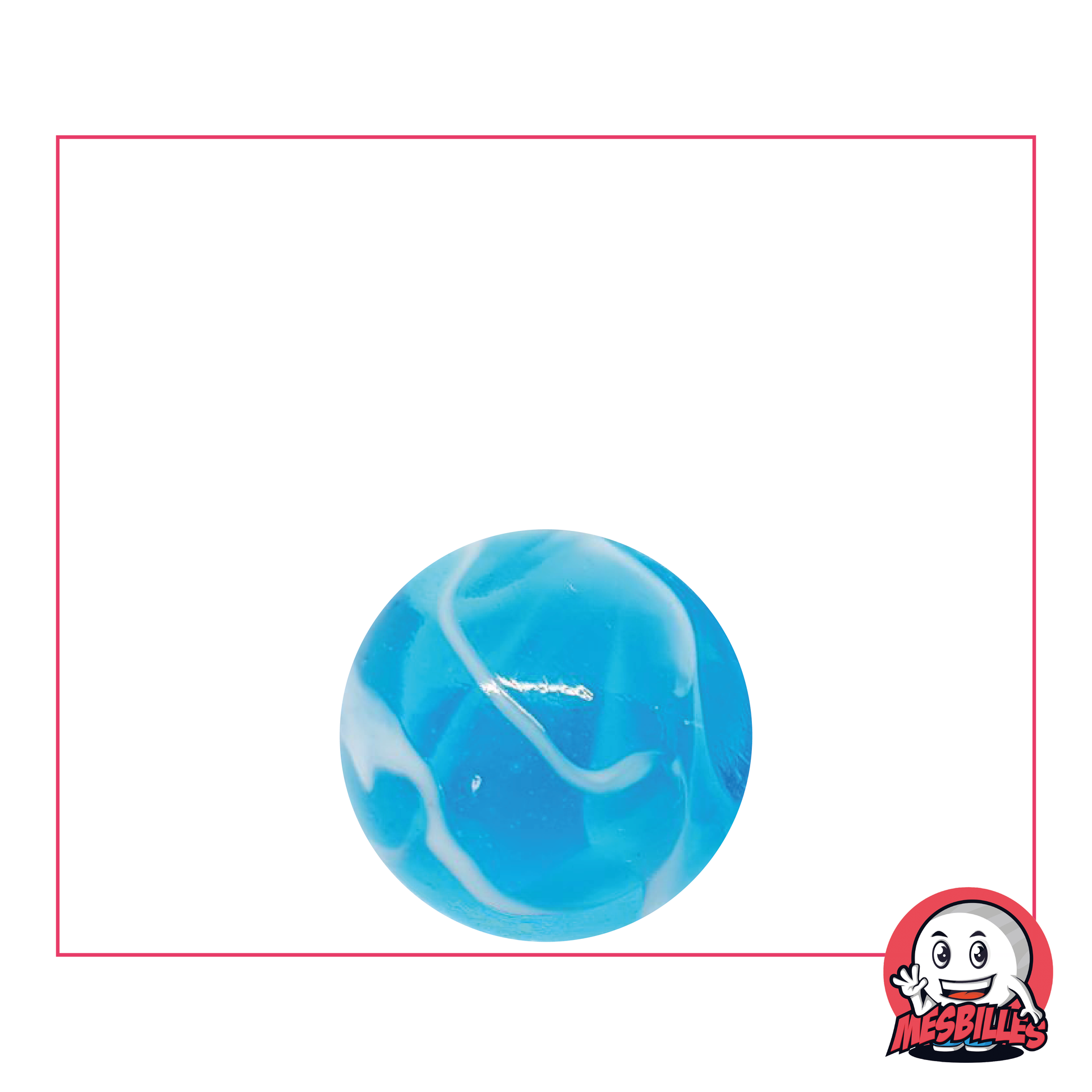 1 Murmeln H2O 16 mm, Transluzente Glasmurmel in Blauer Farbe mit weißen Wirbeln