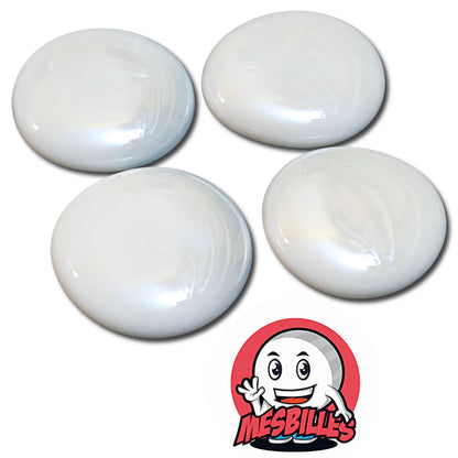 Grandes billes plates Glossy Blanc de 30 mm réunies, vue d'ensemble