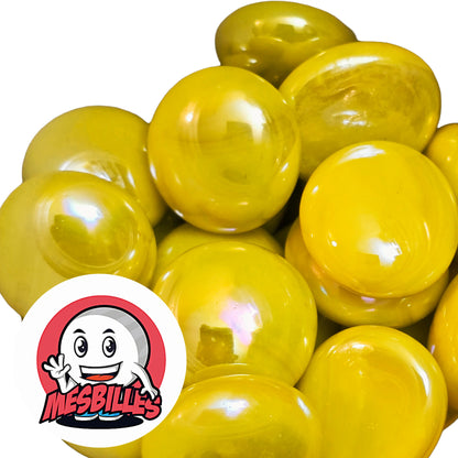Billes plates Glossy Jaune réunies, vue d'ensemble