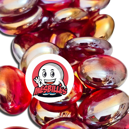1 Flache Murmel 18 mm Irisée Rot