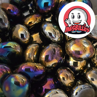 Billes plates Pétrole Glossy 12 mm réunies, vue d'ensemble