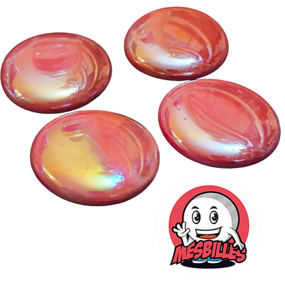 Grandes billes plates Glossy Rouge réunies, vue d'ensemble