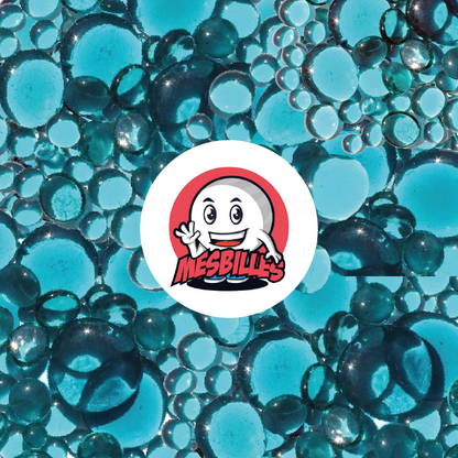 MeineMurmeln - 250 g Flache Murmeln, Mischung Blau-Transparent, 30 mm, 18 mm, 12 mm, transluzent