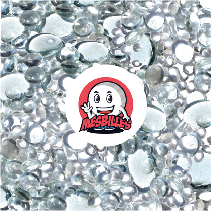 MeineMurmeln - 250 g Flache Murmeln, Kristallfarben-Mischung, 30 mm, 18 mm, 12 mm, transluzent