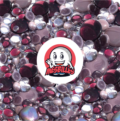 MeineMurmeln - 250 gr Flache Murmeln in Violett, transparent und opak glänzend, 30 mm, 18 mm, 12 mm