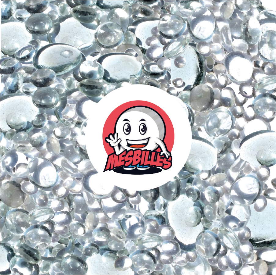 Mascotte MesBilles - Flache Murmeln aus Kristall, transparent und transluzent glänzend, 12 mm-30 mm