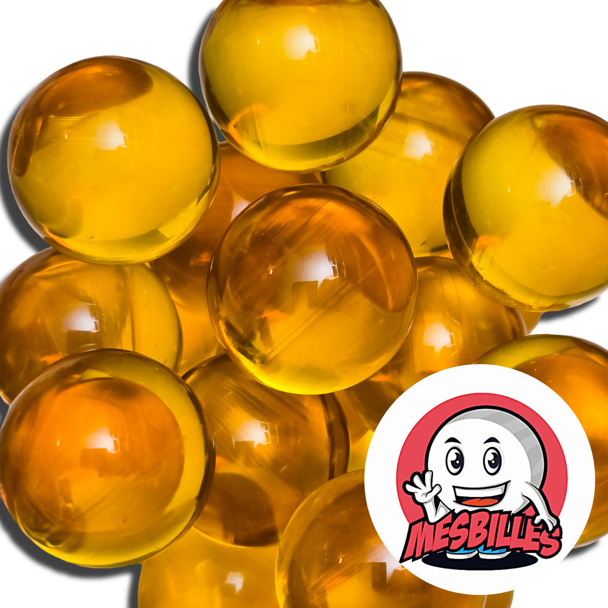 Billes Calots Jaune, billes en verre de bohème de 2,50 cm