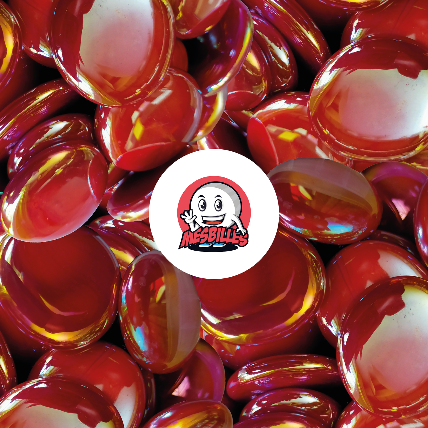 1 Murmeln Flach Glänzend Rot 30 mm