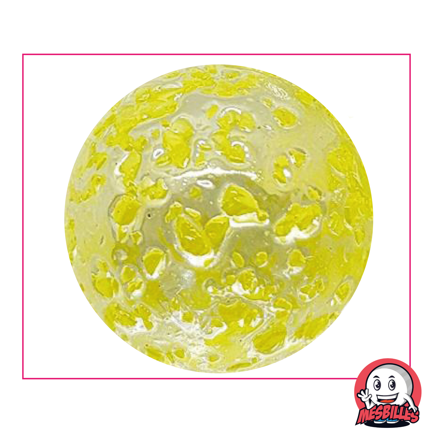 Murmeln Nugget 50 mm transluzentes Glas mit gelben Splitter - MeineMurmeln