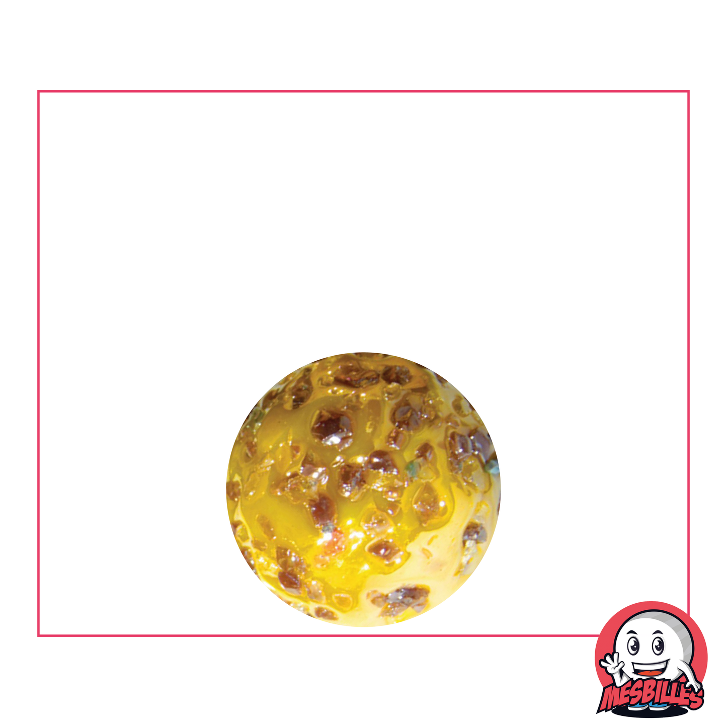 Edelsteinmurmel 16 mm, gelb mit violetten Sprenkeln – MeineMurmeln