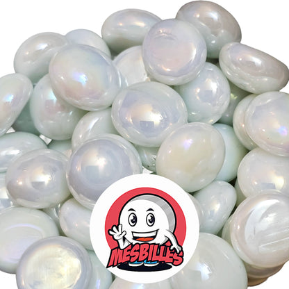 Billes plates Glossy Blanc de 12 mm réunies, vue d'ensemble