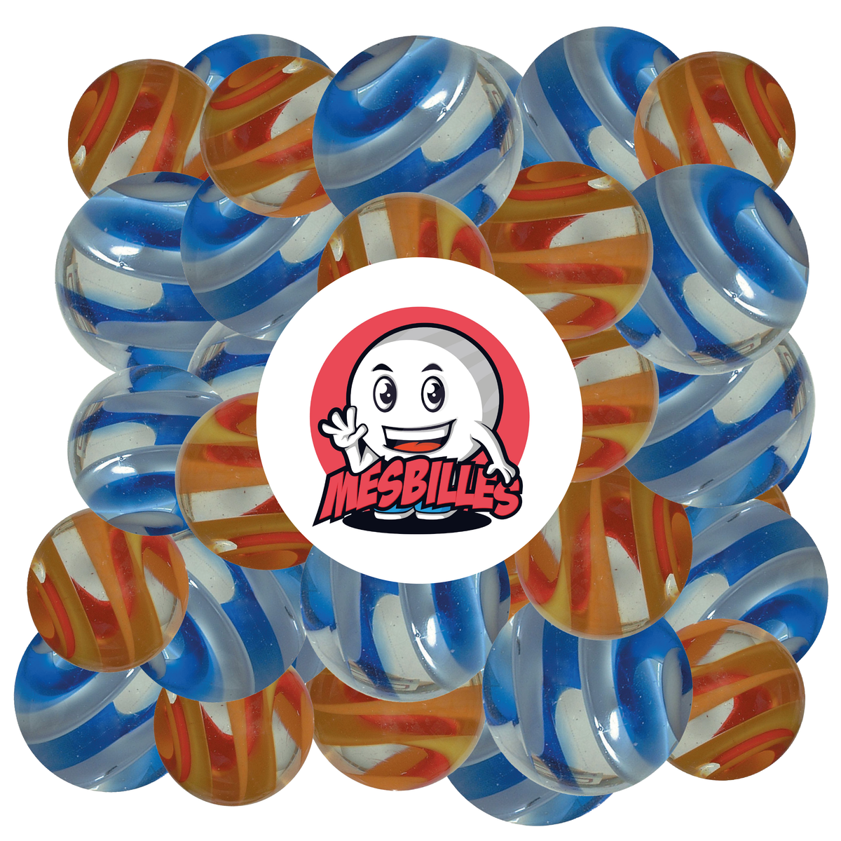 1 Murmeln Art Spirala Blau 22 mm