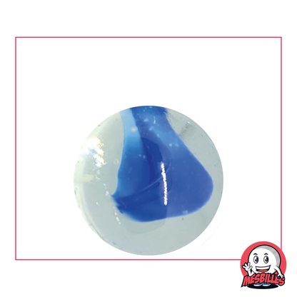 Glasmurmel Weißer Bär 25 mm, transluzent mit weißem oder blauem Kern, eine faszinierende Murmel