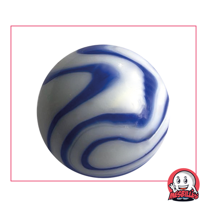 Ozonmurmel 42 mm weiß-blau gestreift, Typ Porzellan, Größe Wal, sehr große Murmel