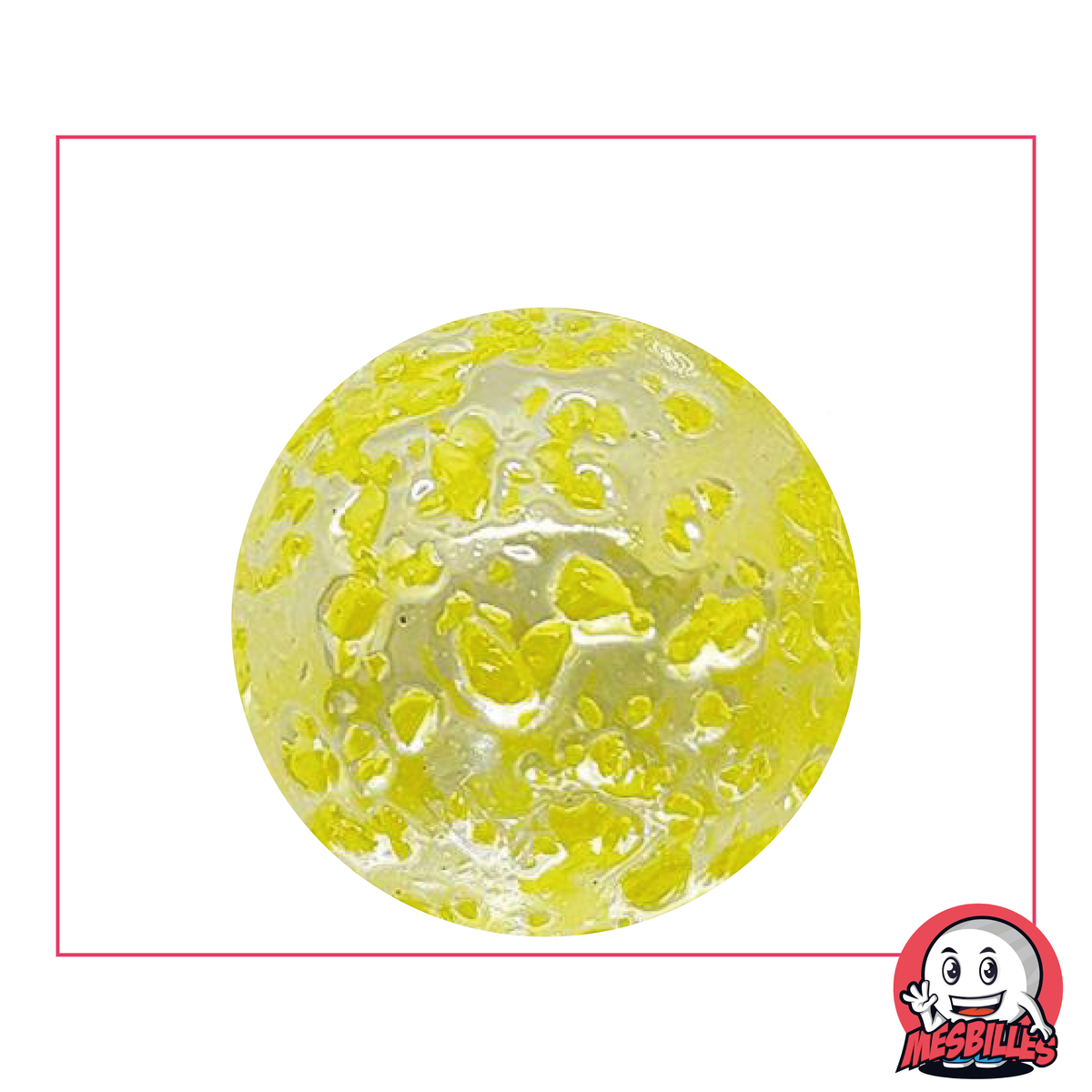 Murmeln Nugget 35 mm transluzentes Glas mit gelben Splitter - MeineMurmeln