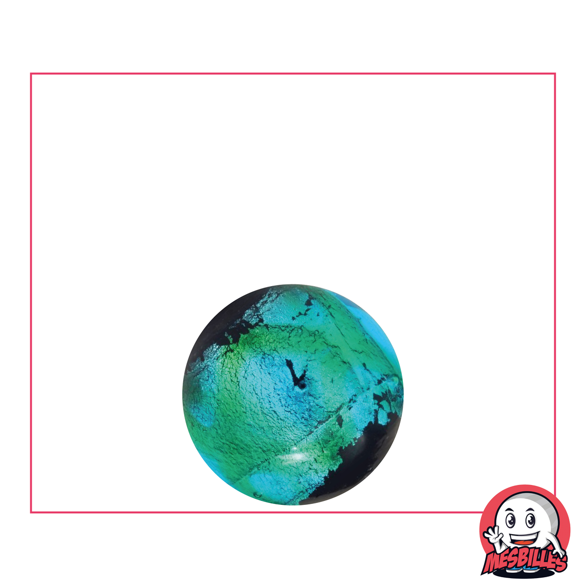 Kunstmurmel Machu Picchu Türkis 16 mm, Designer-Kunstmurmel, metallisiertes Band auf schwarzem Hintergrund.
