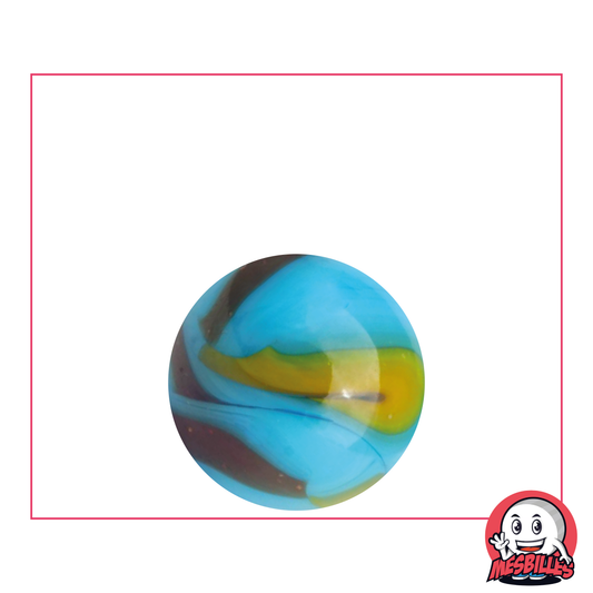 Murmeln „Planet Erde“ opak blau mit schwarzen Spuren, 22 mm – MesBilles
