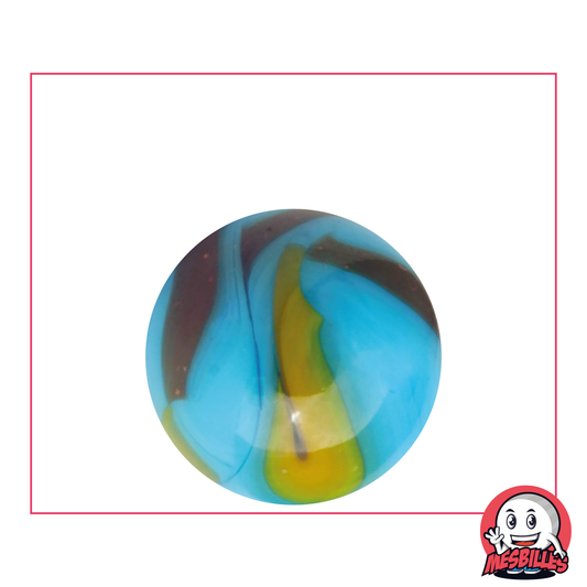 Murmeln „Planet Erde“ opak blau mit schwarzen Spuren, 25 mm – MesBilles