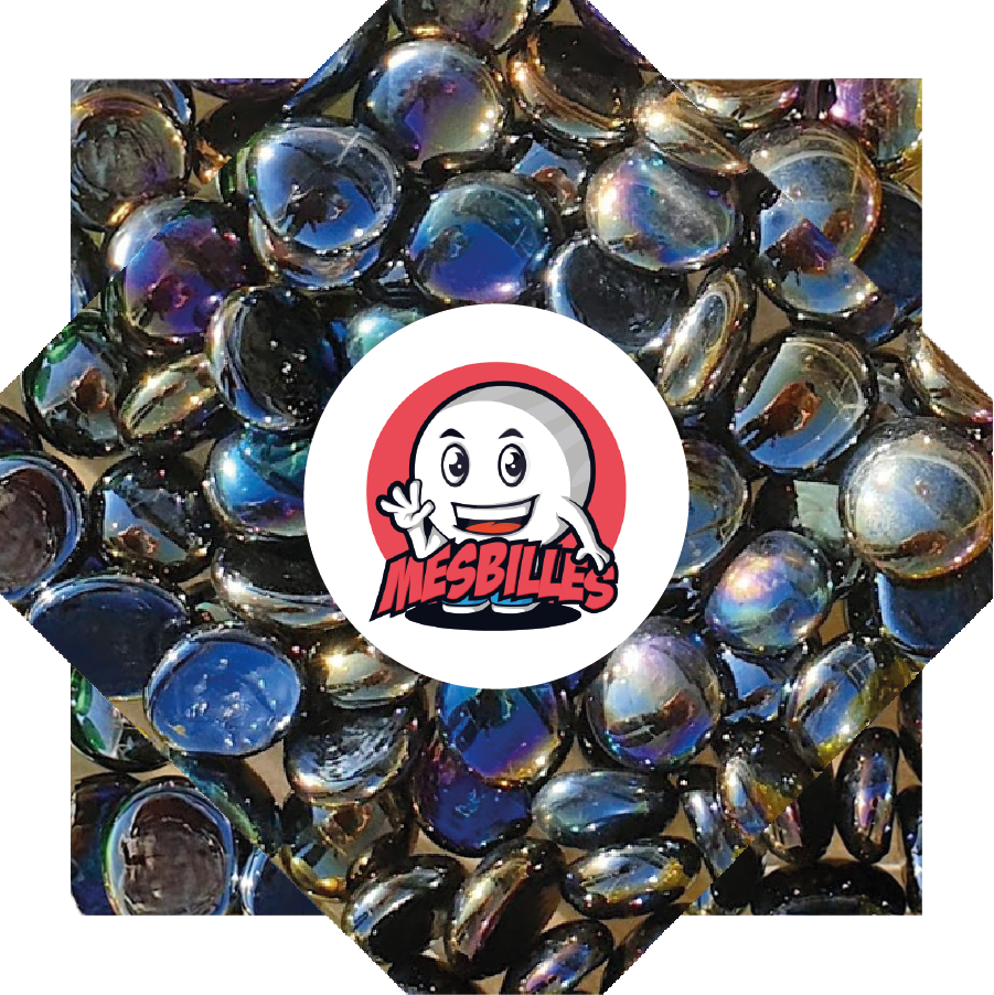Billes plates Glossy Pétrole 18 mm réunies, vue d'ensemble