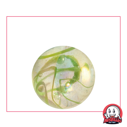 1 Murmeln Band Grün 25 mm aus Glas in der Farbe Grün - Gelbe, Murmeln 2,50 cm Typ Kalotten