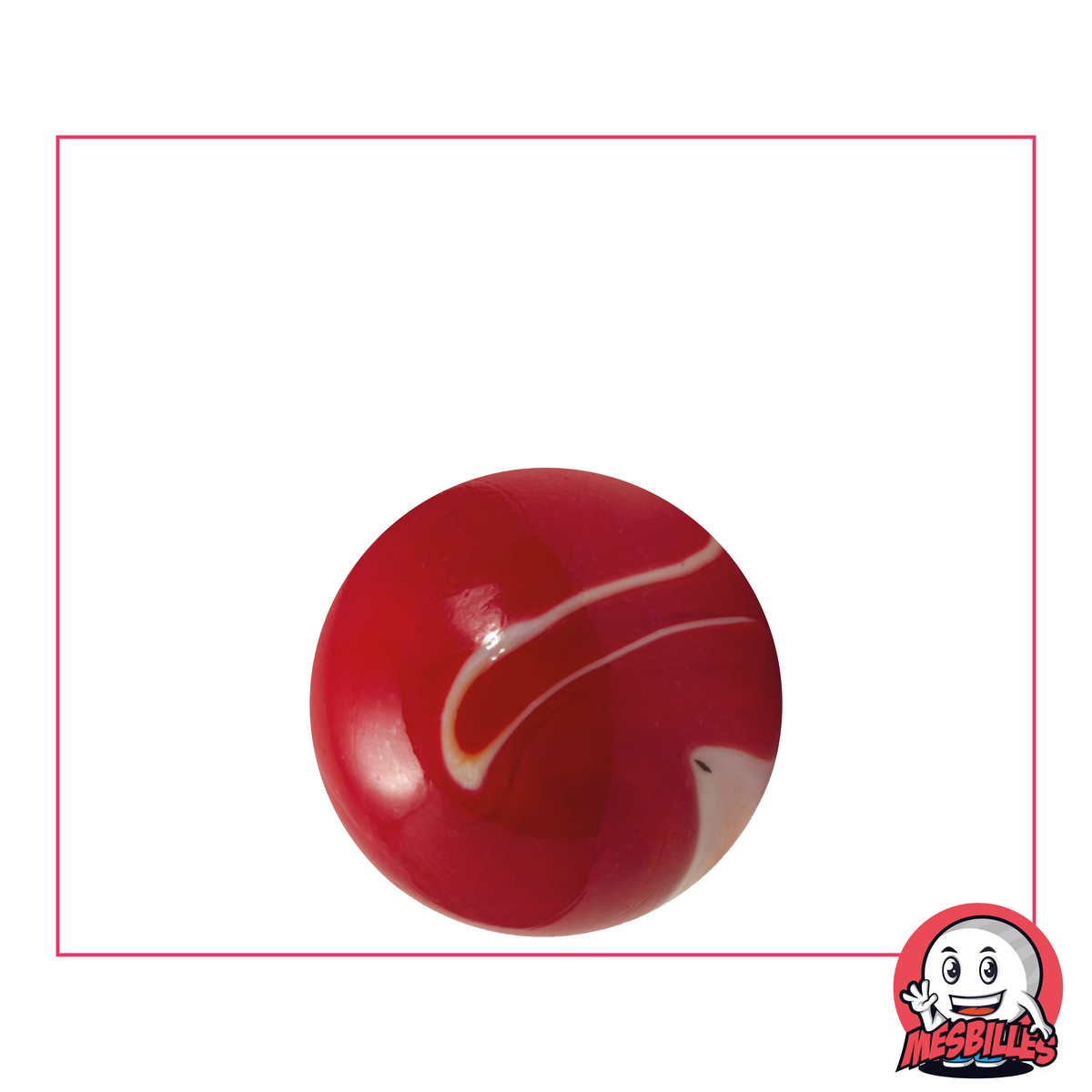Undurchsichtige rote Murmeln mit weißen Spuren, undurchsichtige Glasmurmel, 22 mm - MeineMurmeln