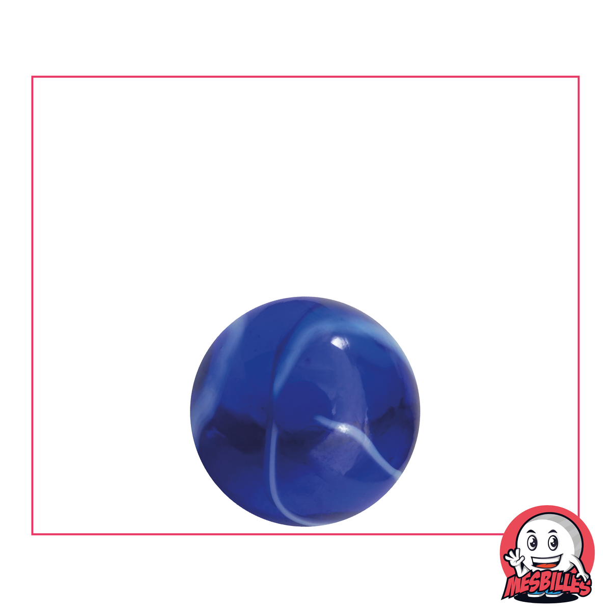 Murmeln Spot 16 mm - Transluzentes Glas Blau gestreift mit Weiß - MeineMurmeln
