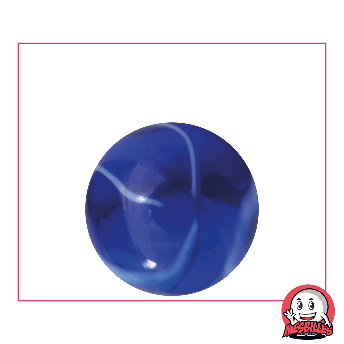 Murmeln Spot 25 mm - Transluzentes Glas Blau gestreift mit Weiß - MeineMurmeln