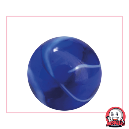 Murmeln Spot 35 mm – Transluzentes Glas, blau mit weißen Streifen – MeineMurmeln