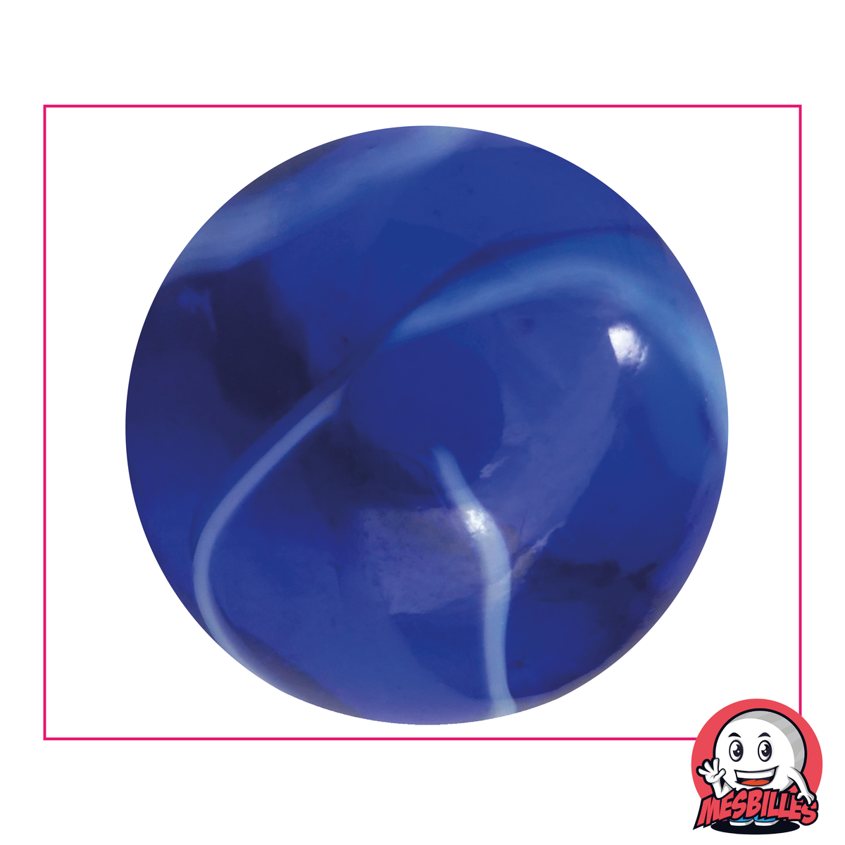 Murmeln Spot 50 mm – Transluzentes Glas, blau mit weißen Streifen – MeineMurmeln