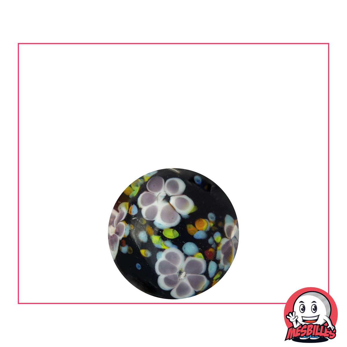 1 Murmel Kunst Teppich Floral Schwarz 16 mm