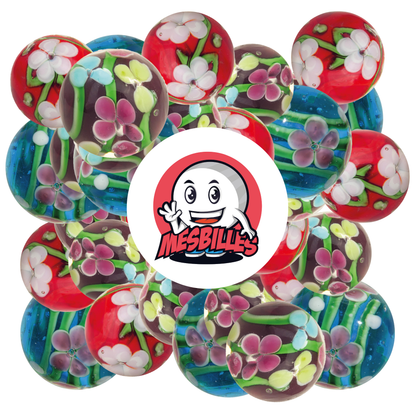 1 Murmel Kunst Stiel Blume Rot 22 mm