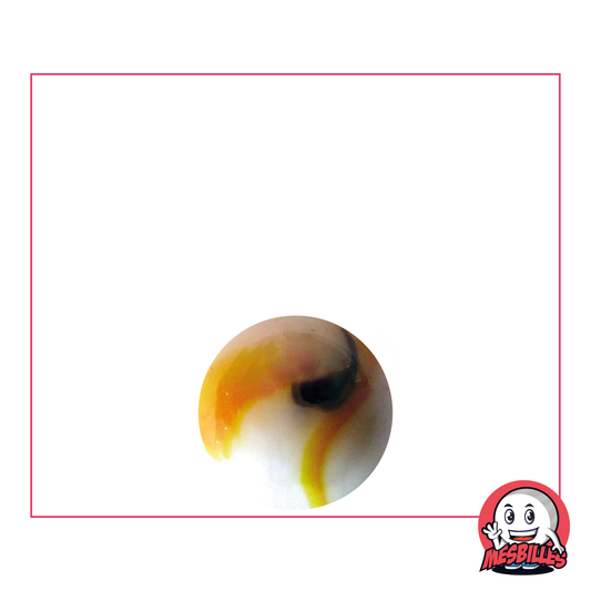 Opake gelbe Tiger Murmeln, weiß mit gelben und braunen Streifen, 14 mm
