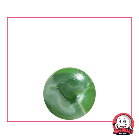 1 Murmeln Verazade 16 mm aus undurchsichtigem Glas mit grünen Perlmuttreflexen und weißen Spuren