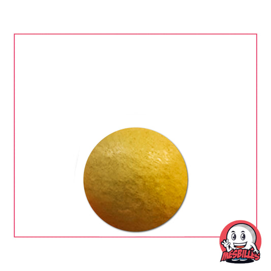 Bille en terre jaune de 14 mm vue en gros plan, idéale pour les jeux et collections