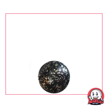 Bille en terre noir paillettes 10 mm, décorée d’éclats argentés scintillants, idéale pour jeu ou collection