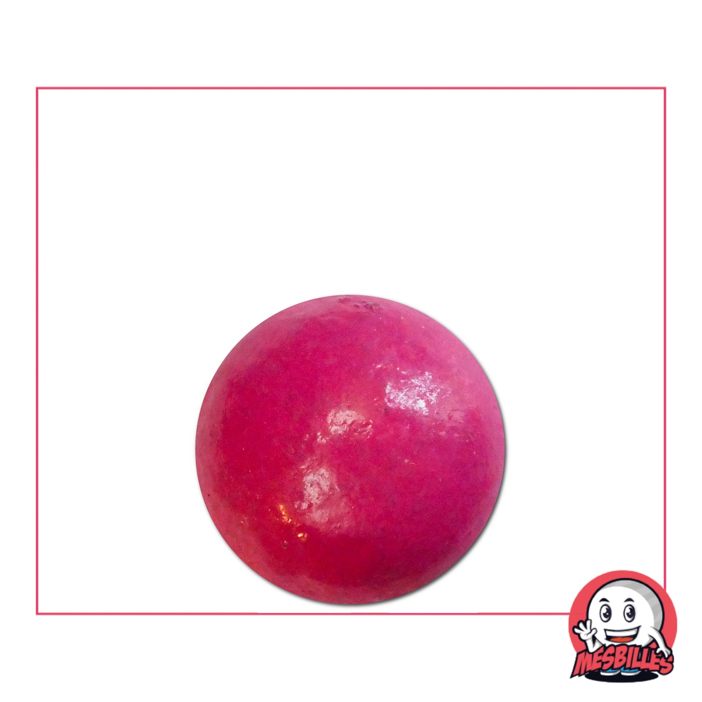 Bille en terre rose 16 mm, surface lisse et couleur uniforme, parfaite pour jeux traditionnels ou collection.
