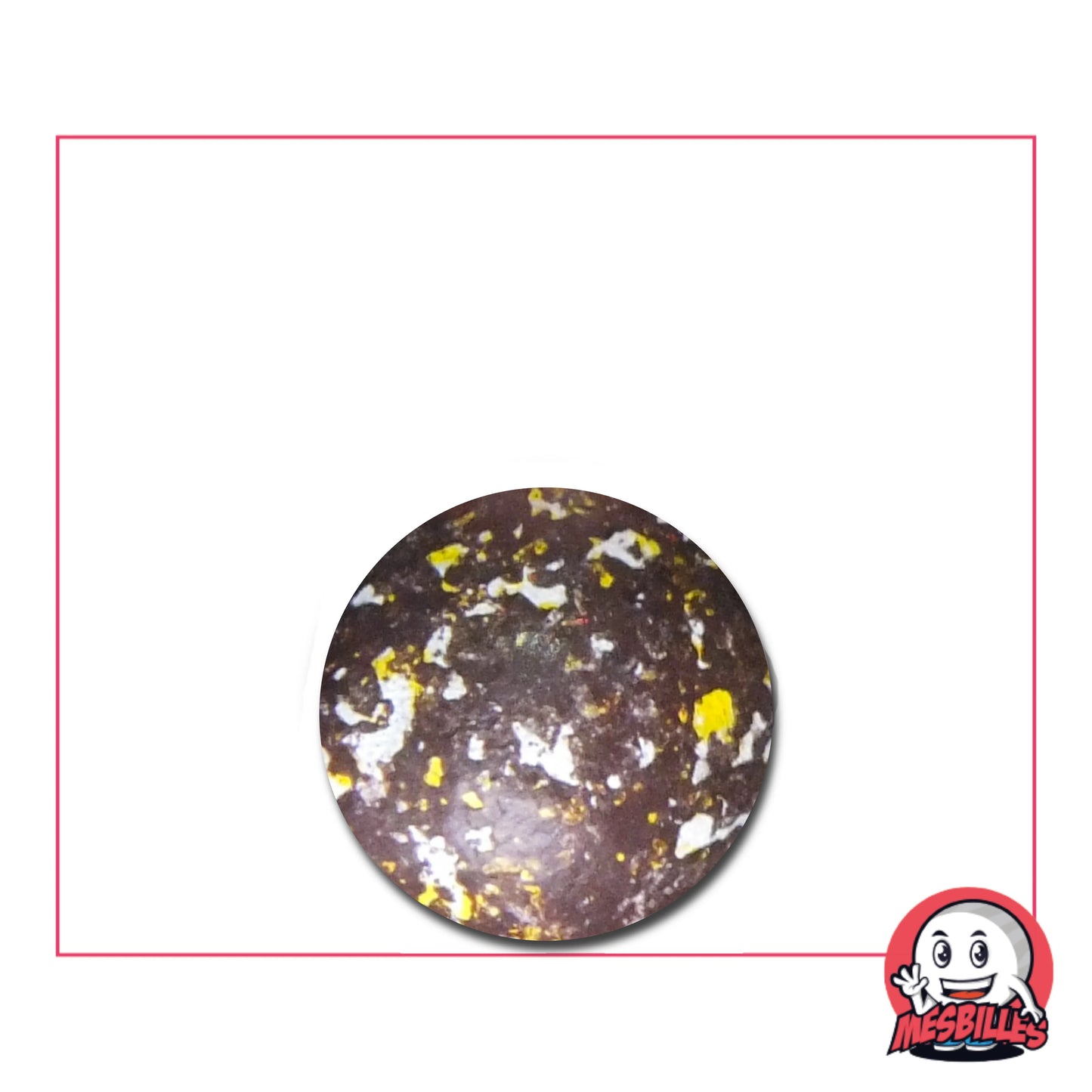 Bille en terre marron mouchetée 16 mm avec éclats jaunes et blancs – MesBilles