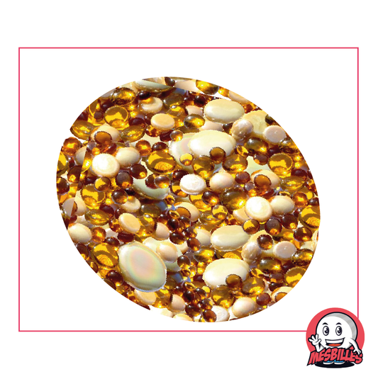 Flache Murmeln aus bernsteinfarbenem Glas, transparent und opak glänzend, 12 mm-30 mm