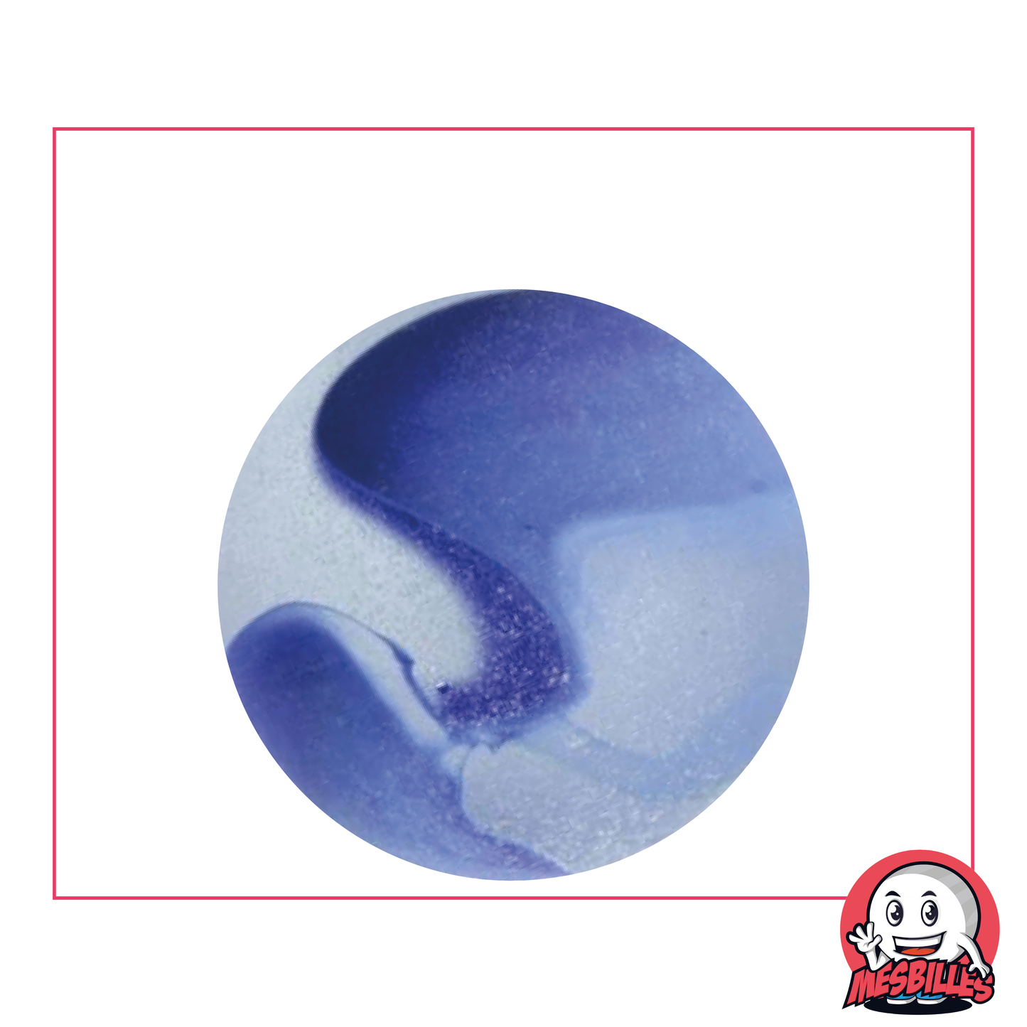 MeineMurmeln - Glasmurmel Mattiert, Murmel Mattiert mit blauen Streifen 35 mm