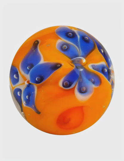 1 Murmel Kunst Krone Blühend Orange 22 mm