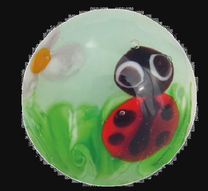 1 Murmeln Kunst Marienkäfer Grün 22 mm